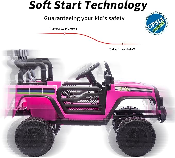 24V Kids Ride on Car, Kids Electric Vehicles Car Ride on Toy Truck for Toddlers 3-5 w/Remote Control, 400W Motor - Pink