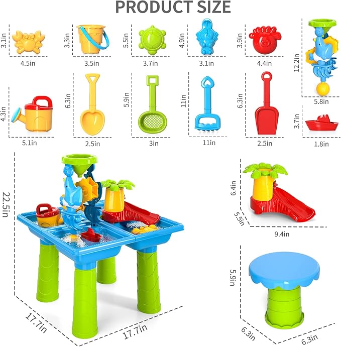 4-in-1 Water Sand Table Outside Toys for Kids 4-8, Sensory Table Summer Beach Outdoor Toddlers Toys Play Table, Birthday Gifts for Kids Children Boys Girls Ages 3 4 5 6 7 Years Old