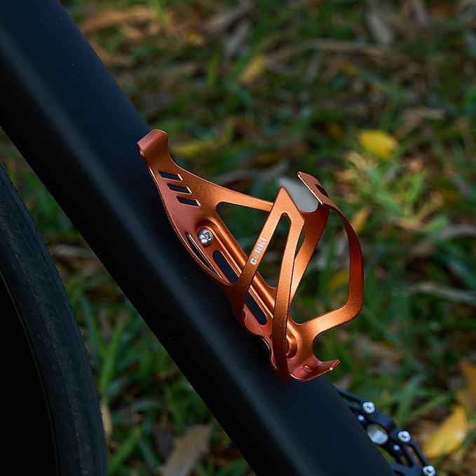Corki Cycles Bike Water Bottle Holder Aluminum Alloy, Universal Bike Water Bottle Cage for Road, Mountain and Gravel Bikes -1 Pack - Orange
