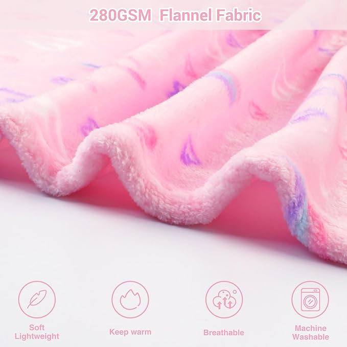 Viviland Kids Rainbow Print Throw Blanket for Boys and Girls, Warm Lightweight Plush Fleece for Sofa, Chair, Couch, Bed, 30" x 40"