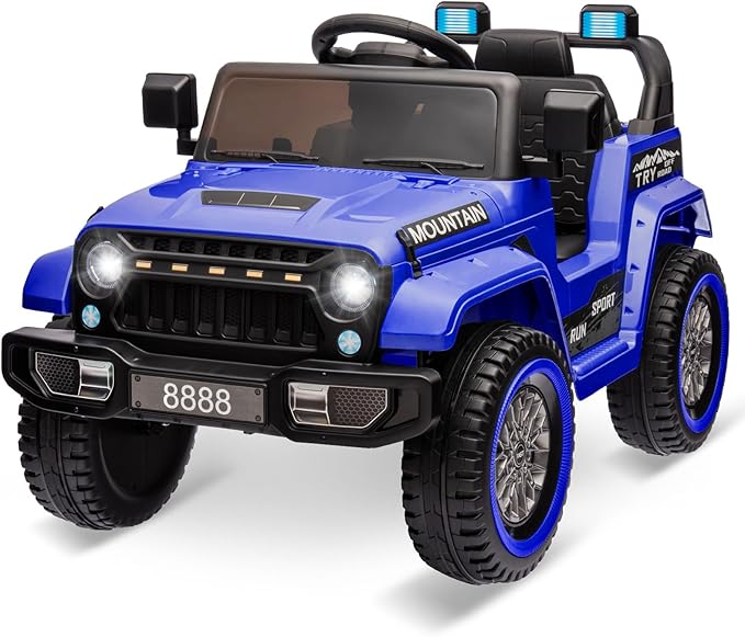 12V Kids Ride-on Truck with Parent Remote Control,All-Terrain Electric Car with Twin 35w Motors, 3 Speeds & Spring Suspension,LED Lights for Fun Night Drives,Ideal Gift for Boys & Girls