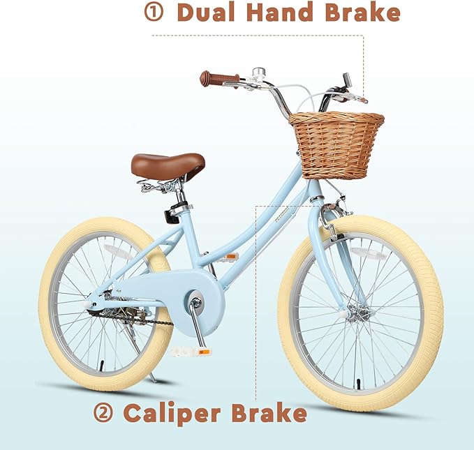 Petimini Girls Bike with Basket for 2-12 Years Old Kids, 12 14 16 18 20 Inch Bicycle with Bell Training Wheels Basket, Multiple Colors