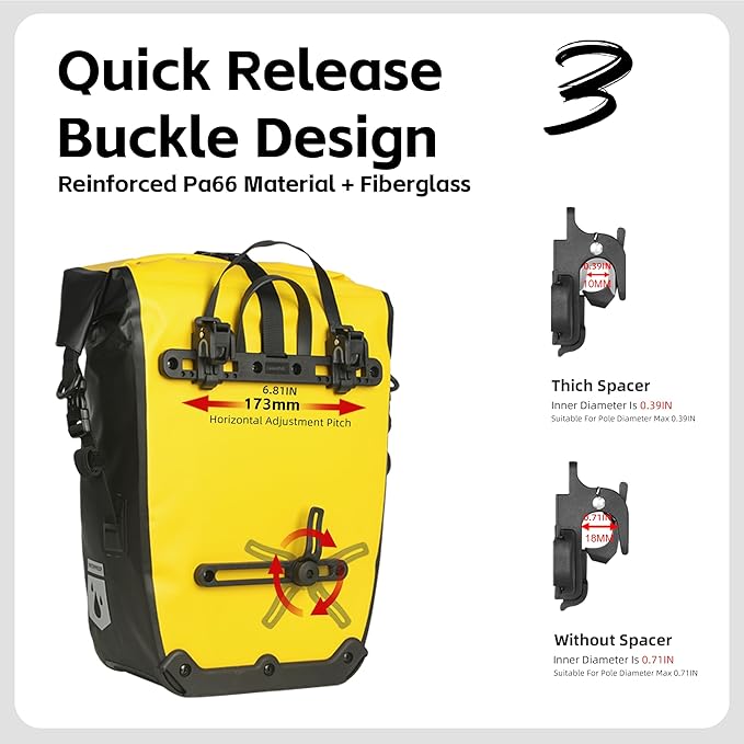 Rhinowalk Bike Bag Waterproof Bike Pannier Bag for Bicycle Cargo Rack Saddle Bag Shoulder Bag Laptop Pannier Rack Bicycle Bag Professional Cycling Accessories