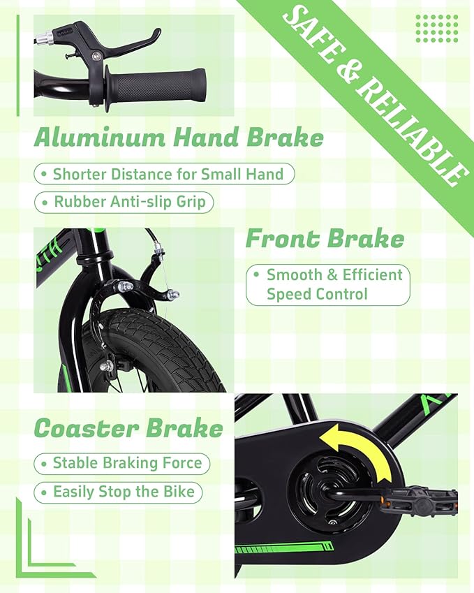 12 14 16 20 Inch Kids Bike BMX Style Bicycle with Training Wheels for 2-14 Years Old Toddlers Boys Girls Coaster Brake Multiple Colors