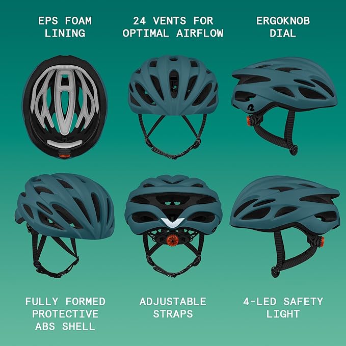 Retrospec Silas Adult Bike Helmet with Light for Men & Women - Lightweight, Comfortable
