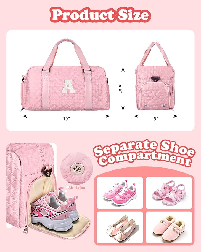 Carry on Bag Girls, Birthday Gifts Teen Girl Gift, Initial Travel Duffel Bag, Overnight Bag Girlfriend Birthday Kids Gifts, Gifts for Women, Mom, Sister, Teacher, Teen Girls