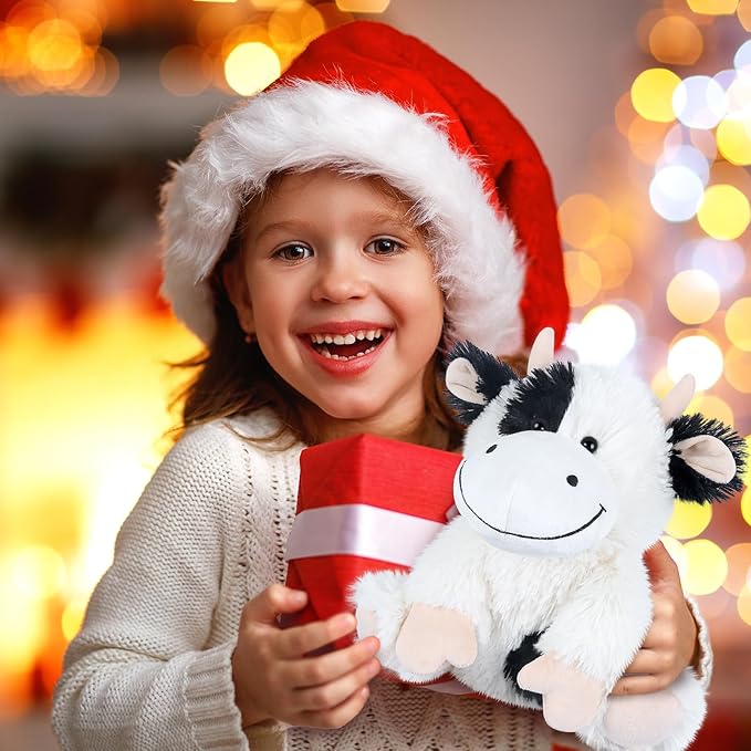 Heatable & Coolable Cow Stuffed Animal, Heated Stuffed Animals Heating Pad for Soothing & Relaxation, Lavender Scent Cow Plush for Stress Discomfort, Cows Gift for Kid & Aldult, Dairy Cattle