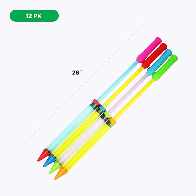 Boley Crayon Super Soaker - 12 Pk 17" Long Range Water Gun Pool Party Game Set - Big Water Guns for Kids & Adults - Ages 3 and Up!