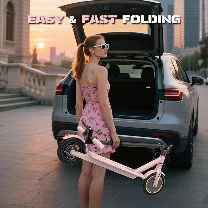 Electric Scooter, 350W/500W Powerful Motor, 19/22 MPH Max Speed, 15/21/28 Miles Range, with 8.5"/10" Solid Tires, Lightweight Foldable Kick Scooter with Dual Braking Systems, Smart APP, Cruise Control