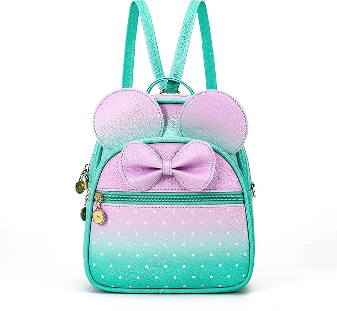 KL928 Girls Mini Backpack Bowknot Polka Dot Cute Small Daypacks Convertible Shoulder Bag Purse for Women