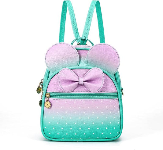 KL928 Girls Mini Backpack Bowknot Polka Dot Cute Small Daypacks Convertible Shoulder Bag Purse for Women