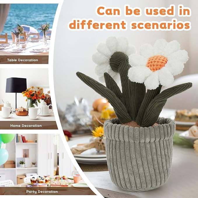 MaoGoLan Daisy Flower Plush Toy, 13.7 inch - Cute Flower Bouquet Stuffed Animal for Grilfriend Wife Mother, Plant Plushies Gift for Valentines Graduation Birthday Christmas