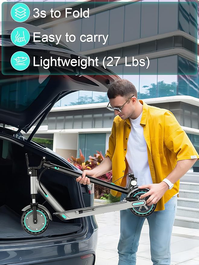 Electric Scooter for Adults & Teens, 350W Motor, 19 MPH Top Speed, 15/21 Miles Range, Foldable E-Scooter with 8.5" Honeycomb Tire, Escooter with Dual Braking System and App Control