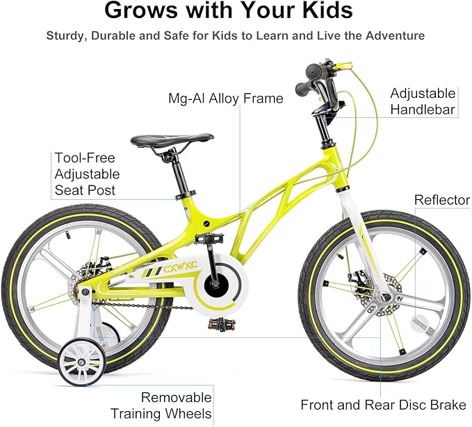 CXWXC Kids Bike - 14 16 18 Inch Children Bicycle for Boys Girls Age 3-9 Years, Single Speed Lightweight Kids Bikes with Training Wheel, Coaster/Disc Brake
