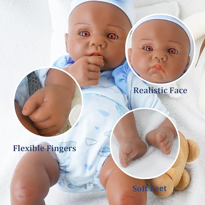 16.14 in Full Silicone Reborn Baby Dolls, 1:1 Lifelike Newborn Dolls Non Vinyl Realistic Reborn Toddler Dolls Boy Washable Sleeping Doll