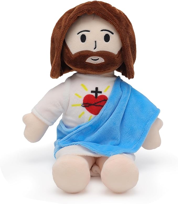 13" Jesus Plush Toy Heart of Jesus Plushie Savior Stuffed Doll for Church Sunday School Religious Easter Gift for Children Kids