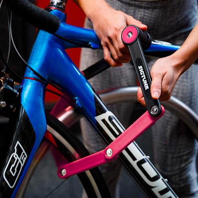 SIGTUNA Folding Bike Lock - Hardened Steel 8mm Fold-Up Heavy Duty Bike Lock with Easy Mounting, Secure Lock and Anti-Scratch Coating - Easily Keep Bike Secure and Paintwork Undamaged - Bicycle Lock