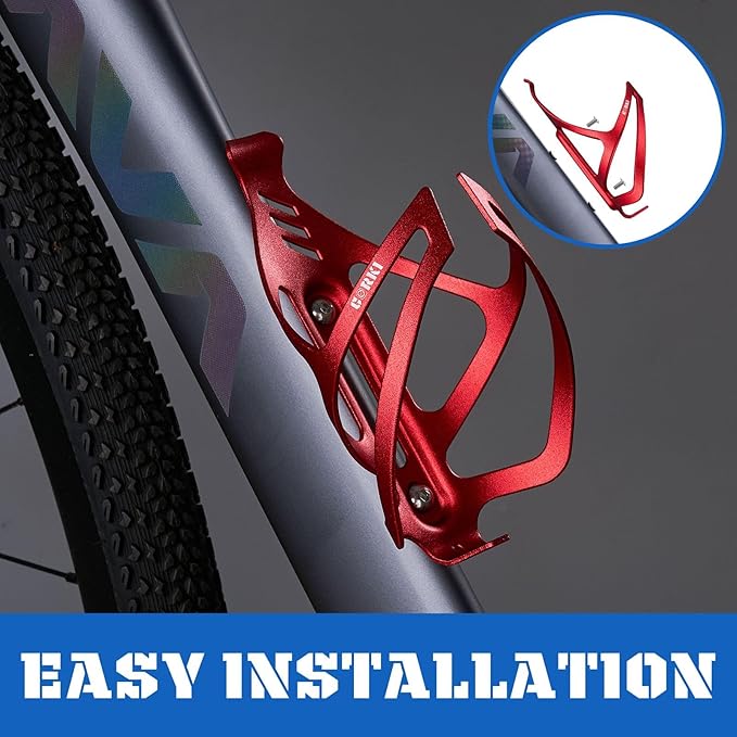 Corki Cycles Bike Water Bottle Holder Aluminum Alloy, Universal Bike Water Bottle Cage for Road, Mountain and Gravel Bikes -1 Pack - Red