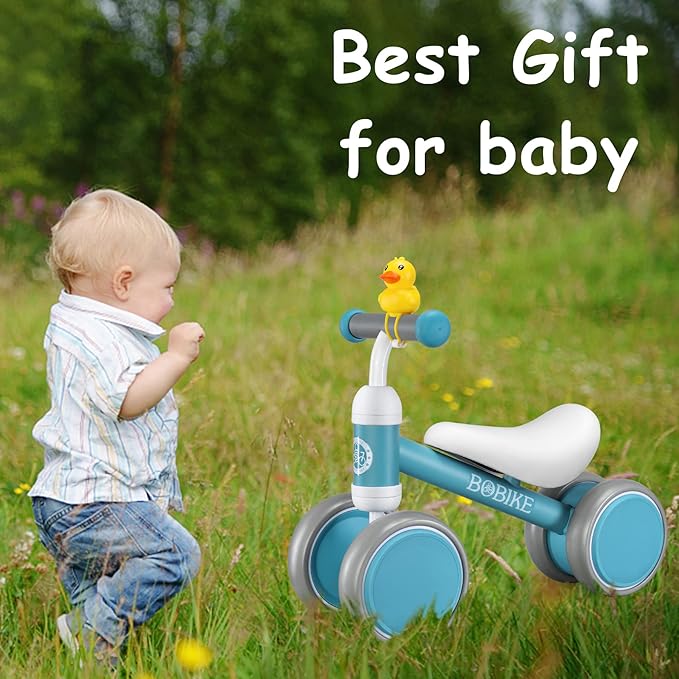 Baby Balance Bike Toys for 12-36 Months Kids Toy Boy and Girls Gifts Toddler Best First Birthday Gift Children Walker No Pedal Infant 4 Wheels Bicycle (Classic, Light Blue)