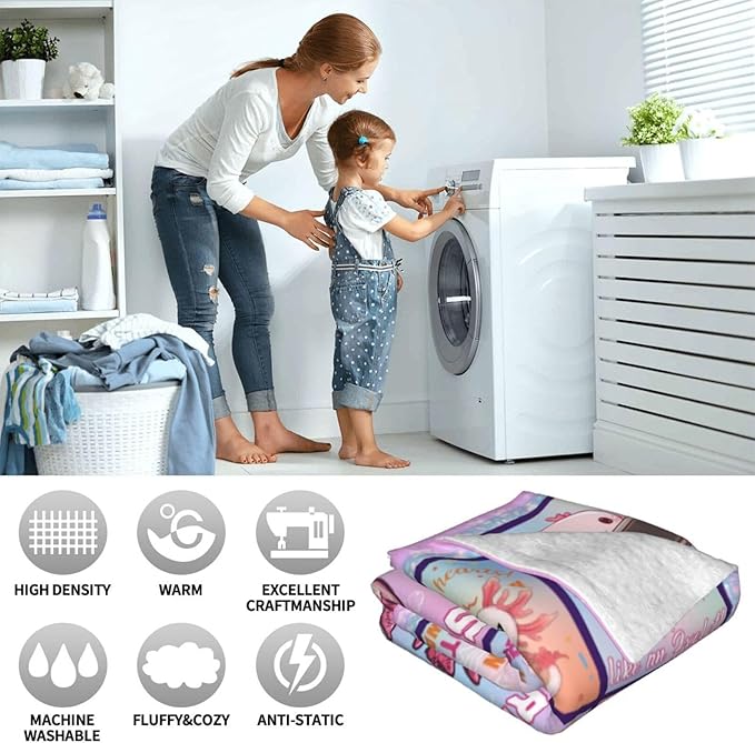 Axolotl Throw Blanket Ultra Soft Just A Girl Who Loves Axolotl Flannel Blanket Lightweight Cozy Blankets Gift for Women and Men Couch Sofa Bed 50" x 40"