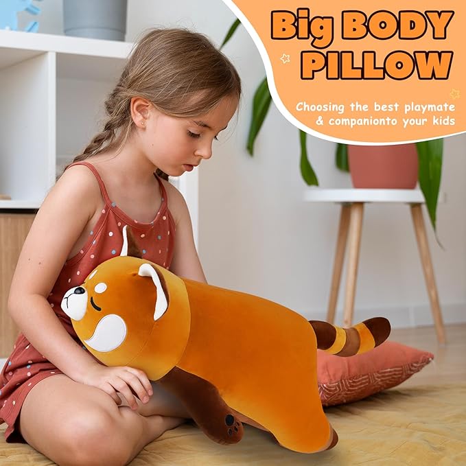 19'' Large Red Panda Plush Stuffed Animal- Cute Red Panda Plush Pillow Plushies, Big Plushie Toy, Cute Hugging Boby Pillow Stuffed Animal, Birthday Gifts for Kids Girls Boys