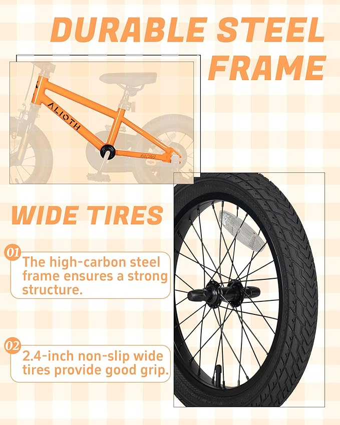 12 14 16 20 Inch Kids Bike BMX Style Bicycle with Training Wheels for 2-14 Years Old Toddlers Boys Girls Coaster Brake Multiple Colors