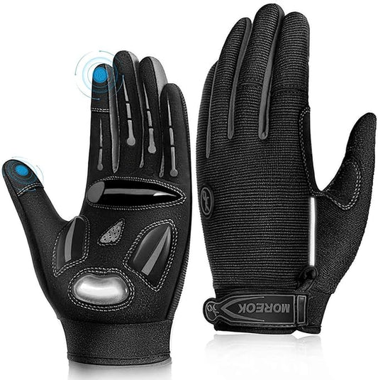 BIKINGMOREOK Bike Cycling Gloves for Men Women,Touchscreen Full Finger Shock-Absorbing 5MM Gel Pads MTB Road Bicycle Gloves for Mountain Biking,Running,Hiking,Outdoor Sports