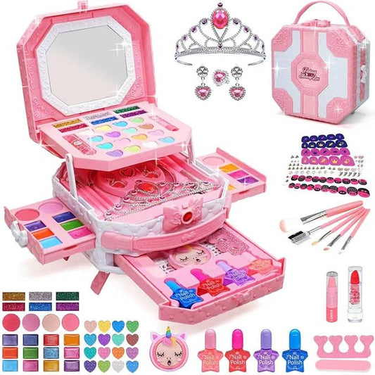 Kids Makeup Sets for Girls 5-8, 68 Pcs Kids Makeup Kit for Girls Non-Toxic Washable Real Cosmetic Set, Play Make Up Kit, Toddlers Birthday Gifts Princess Toys for 3 4 5 6 7 8 9 10 11 12 Year Old