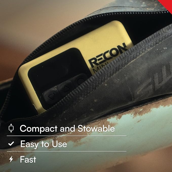 VIAIR Recon Mini - Premium Portable Air Compressor for Cyclists - Digital Tire Pressure Gauge with 120 PSI - for Road, Gravel & Mountain Bike Tires - Brushless Motor, Lithium Batteries & Presta Head