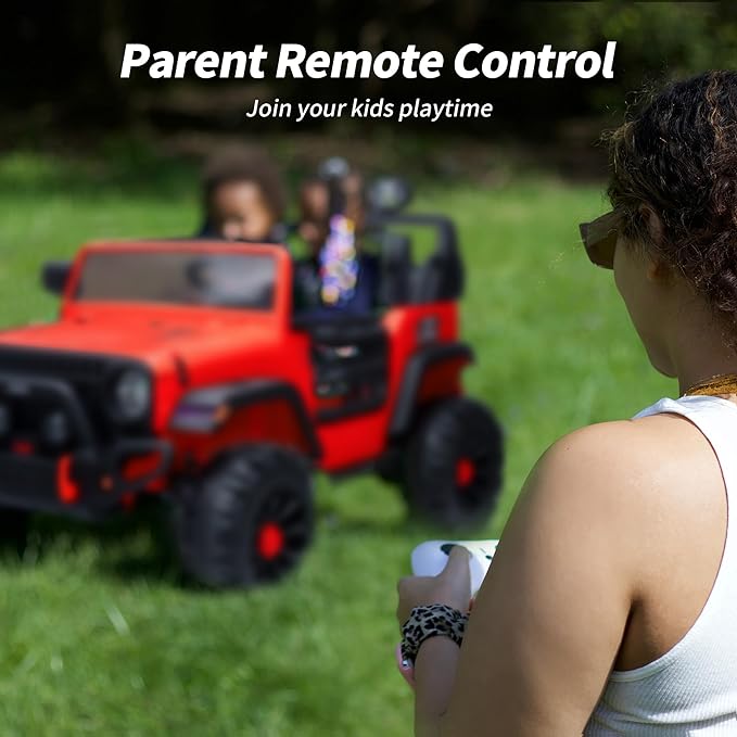 2 Seater Ride on Car Truck, 12V Kids Electric Ride on Toy for Big Kids Age 3-8 w/Remote Control- Red