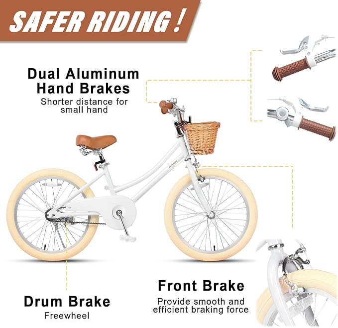 Petimini Girls Bike with Basket for 2-12 Years Old Kids, 12 14 16 18 20 Inch Bicycle with Bell Training Wheels Basket, Multiple Colors