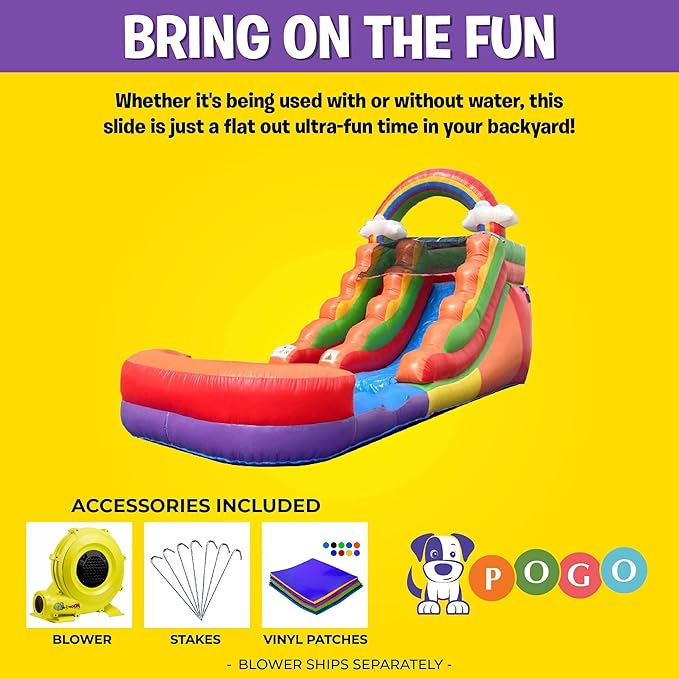 Inflatable Water Slides for Kids - Backyard Inflatable Water Slides with Splash Pool - Rainbow Cloud Slide Complete with Blower, and Stakes - 21' x 9' - 12' Tall Slide