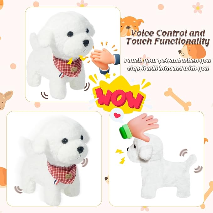 Puppy Toys for Kids, Toy Dogs That Walk and Bark, Walking Dog Toy for Kids with Leash, Interactive Stuffed Puppy with Remote Control, for Girls and Boys Aged 3-7 Year Old