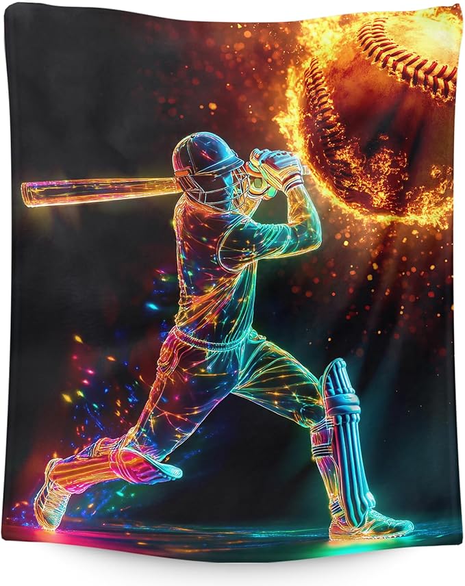 Baseball Blanket, Kids Blanket, 50 x 40 Inches Flannel for Boys Teen, Blanket for Baseball Games, for Baseball Lovers, Ultra Soft Throw Blanket for Bed Couch Sofa Living Room Camping