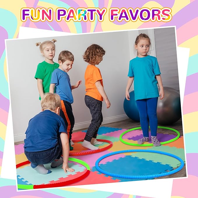 Sratte 12 Pcs Toy Hoop for Kid Detachable Adjustable Toy Hoop Colored Exercise Ring Plastic Circle for Kid Teen Gymnastics Equipment Require Self Assembly(28 Inch,Red,Blue,Green)