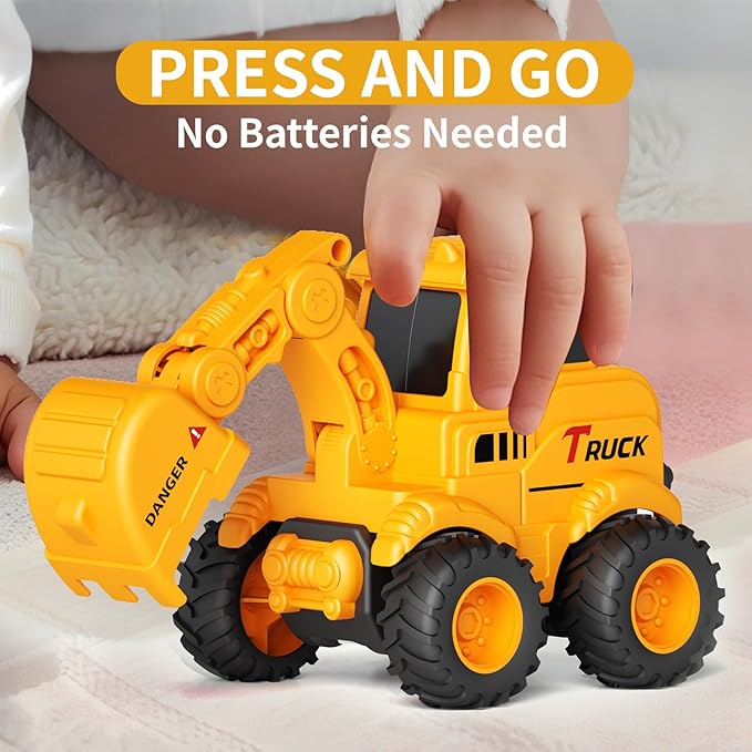 Construction Toys for 2 3 4 5 6 + Year Old Boys Kids Toddlers Girls, Sandbox Excavator Toy Trucks Construction Truck Toys Vehicles Bulldozer Road Roller Toy Christmas Birthday Gifts for Boys