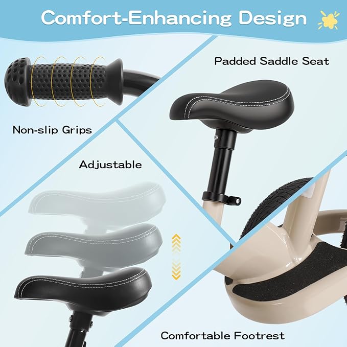 Toddler Balance Bike 3 Year Old,12 Inch Inflatable Rubber Tires,No Pedal Kids Toy Bike for 3-6 Years Old,The Perfect First Bike 3-6 Boys Girls, Multiple Colors