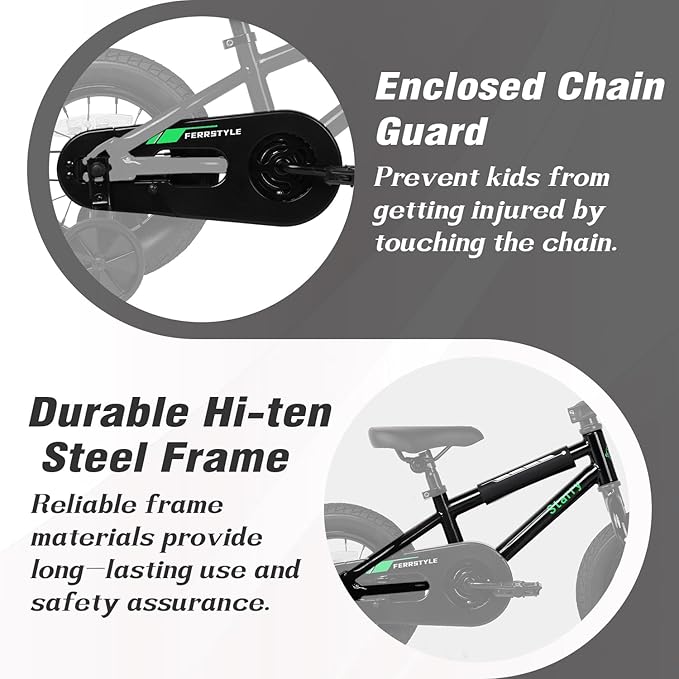 12 14 16 18 Inch Kids Bike BMX Style Bicycle with Training Wheels Coaster Brake for 2-10 Years Old Toddlers Boys Girls Multiple Colors