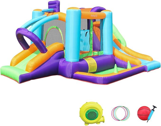 AirMyFun Bounce House for Kids and Toddler, Inflatable Bouncy Castle with Blower Outdoor Indoor Backyard Jumping House with Slide (82003)