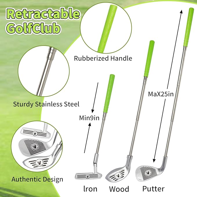 Toddler Golf Clubs Set - Upgraded Kids Golf Toys, Adjustable Toddler Golf Set with Scorecard, Storage Bag, Indoor and Outdoor Yard Game Gifts for 2 3 4 5 6 7 8 Year Olds Boys Girls