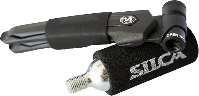 SILCA EOLO Lever Premio Set Includes 16g CO2 | CO2 Bike Tire Inflator with Integrated Regulator, Forged Alloy CO2 Inflator, Carbon Wheel Safe Tire Lever | 36g Total Weight