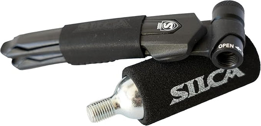 SILCA EOLO Lever Premio Set Includes 16g CO2 | CO2 Bike Tire Inflator with Integrated Regulator, Forged Alloy CO2 Inflator, Carbon Wheel Safe Tire Lever | 36g Total Weight