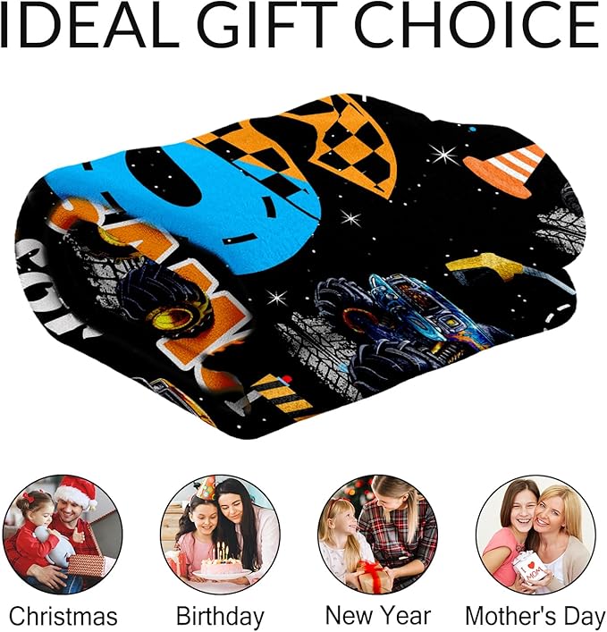 Personalized Kids 6-8 Gifts Blanket Truck Blankets for Boys - Warm Plush Lightweight Toddler Throws for Sofa, Couch, Lap
