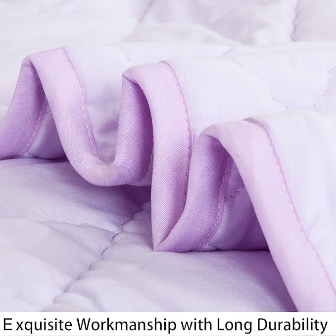 NTBAY Down Alternative Oversized Toddler Comforter, Super Soft and Warm Solid Color Baby Crib Quilted Blanket, 43x60 inches, Light Purple