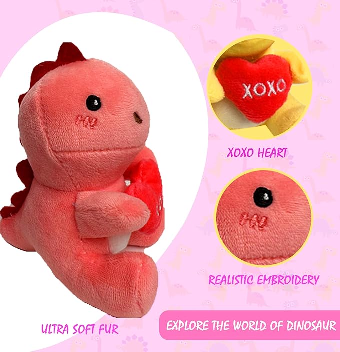 6PCS Cute Dinosaur Plush Toys,Dino Stuffed Animals, Exchange for Boys Girls Toddlers Class Classroom School Christmas Stuffer