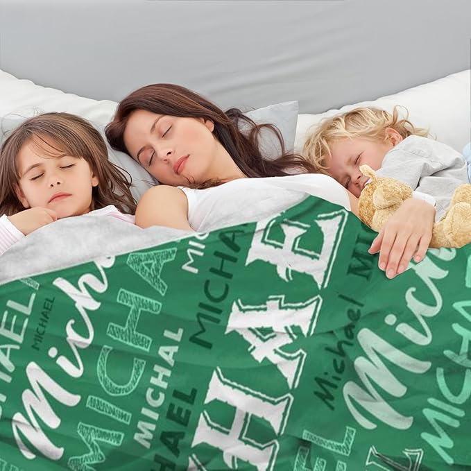 Ship Next Day, Personalized Baby Blanket with Name - Printed in USA, Custom Name Blanket for Boys Girls Kids, Customized Flannel Blankets Gifts for Teen Shower Toddlers Christmas Brithday