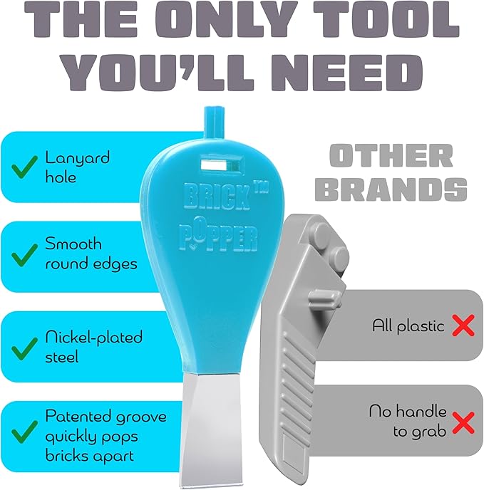 Brick Popper - World's Fastest Separator Tool - Efficient Remover for Kids and Adults - Perfect for Ages 6 and Up - Essential Tool (Light Blue)