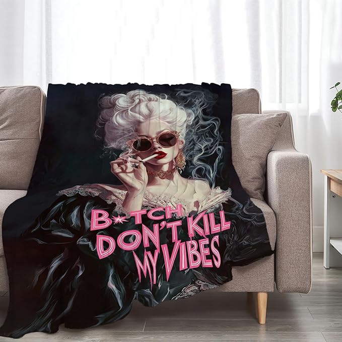 Vintage Woman Blanket Fashion Women Throw Blankets Gifts for Girls Boys Kids Soft Cozy Fleece Plush for Couch Sofa Bed 60"x50"