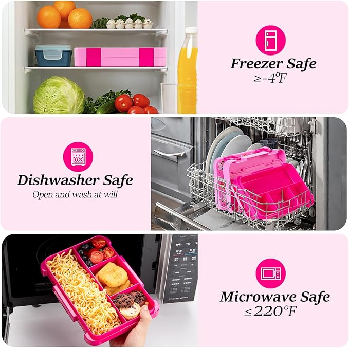 QCQHDU Bento lunch Box for Kids-4 Compartment,1180ml Lunch Containers for Adults,Microwave & Dishwasher & Freezer Safe,School,Work,Picnics with Sauce Vontainers,BPA-Free(Castle)