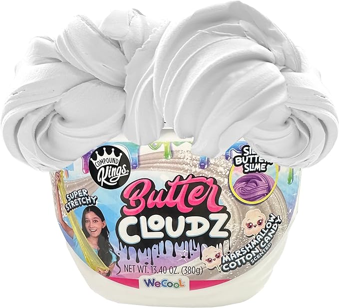 COMPOUND KINGS Fluffy Butter Cloudz Compound Bucket for Girls & Boys | Sensory Toys | Non-Toxic & Non-Sticky | Stress Relieving Tactile | (White Marshmallow)